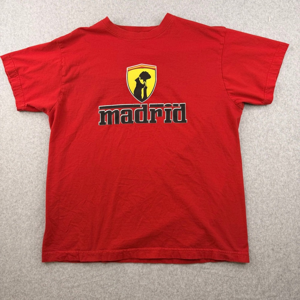 Roly‎ Madrid Bear and Strawberry Tree Crest Graphic T-Shirt Red Mens Large